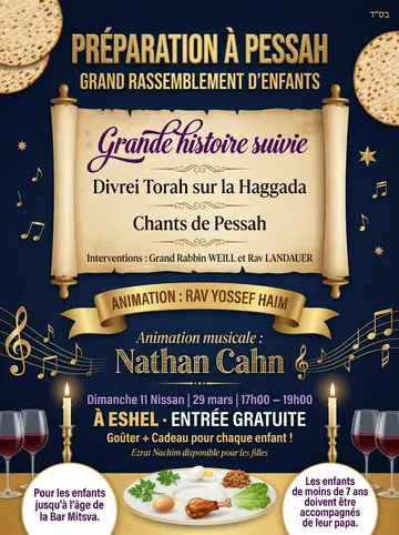 Affiche du grand rassemblement d'enfants de préparation à Pessah, à Eshel, 11 Nissan